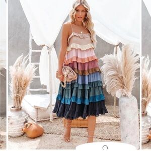 Vici Autumn Tones Ruffle Dress